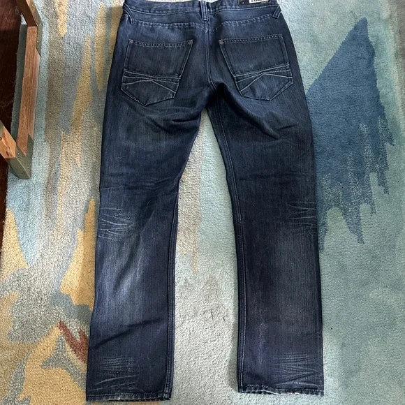 Express Men's Dark Blue Rocco Slim Straight Jeans - Picture 4 of 6